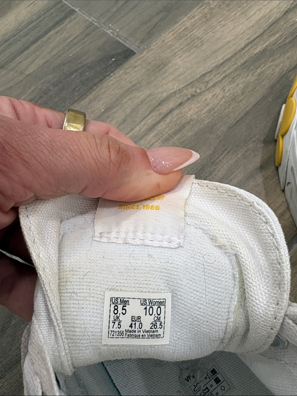 Vans White High-Top Canvas Sneakers with Yellow Daisy Sole Detail - Picture 7 of 7
